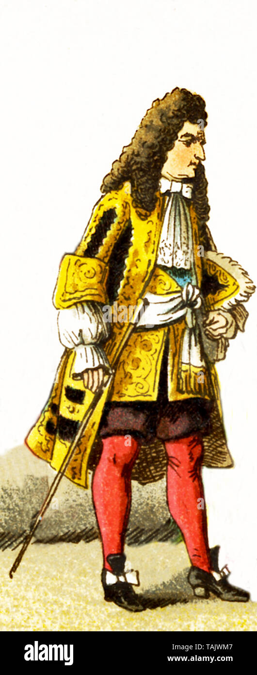 La figure représentée ici est le roi français Louis XIV vers 1680. L'illustration dates à 1882. Banque D'Images