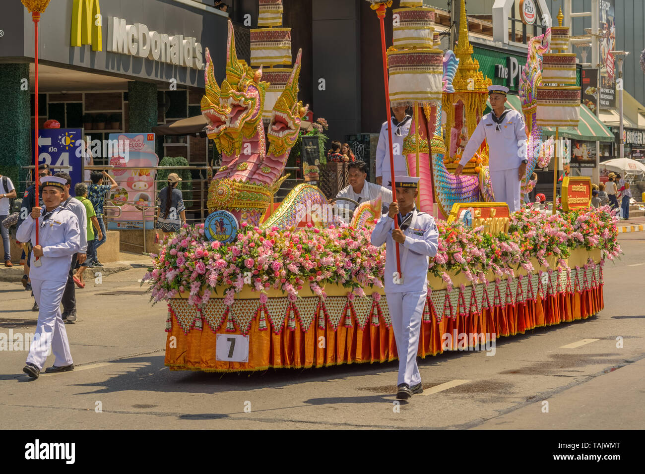 PATTAYA, THAÏLANDE - AVRIL 13,2019 Beachroad:c'était une partie de la parade annuelle de Songkran.Songkran est le Nouvel An de la Thaïlande. Banque D'Images
