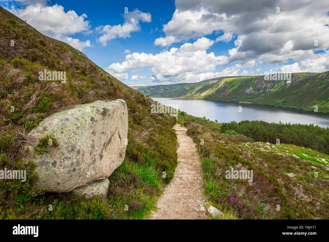 Sentier pédestre à Loch Muick Lochnagar, près du Parc National de Cairngorms Ecosse Banque D'Images