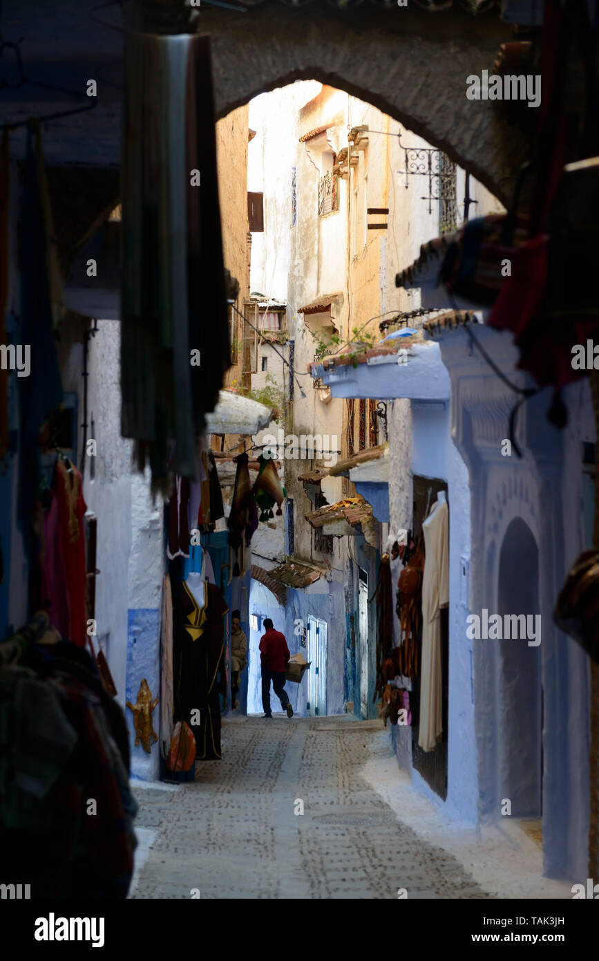 Chefchaouen, la ville bleue / the Blue Pearl au Maroc Banque D'Images