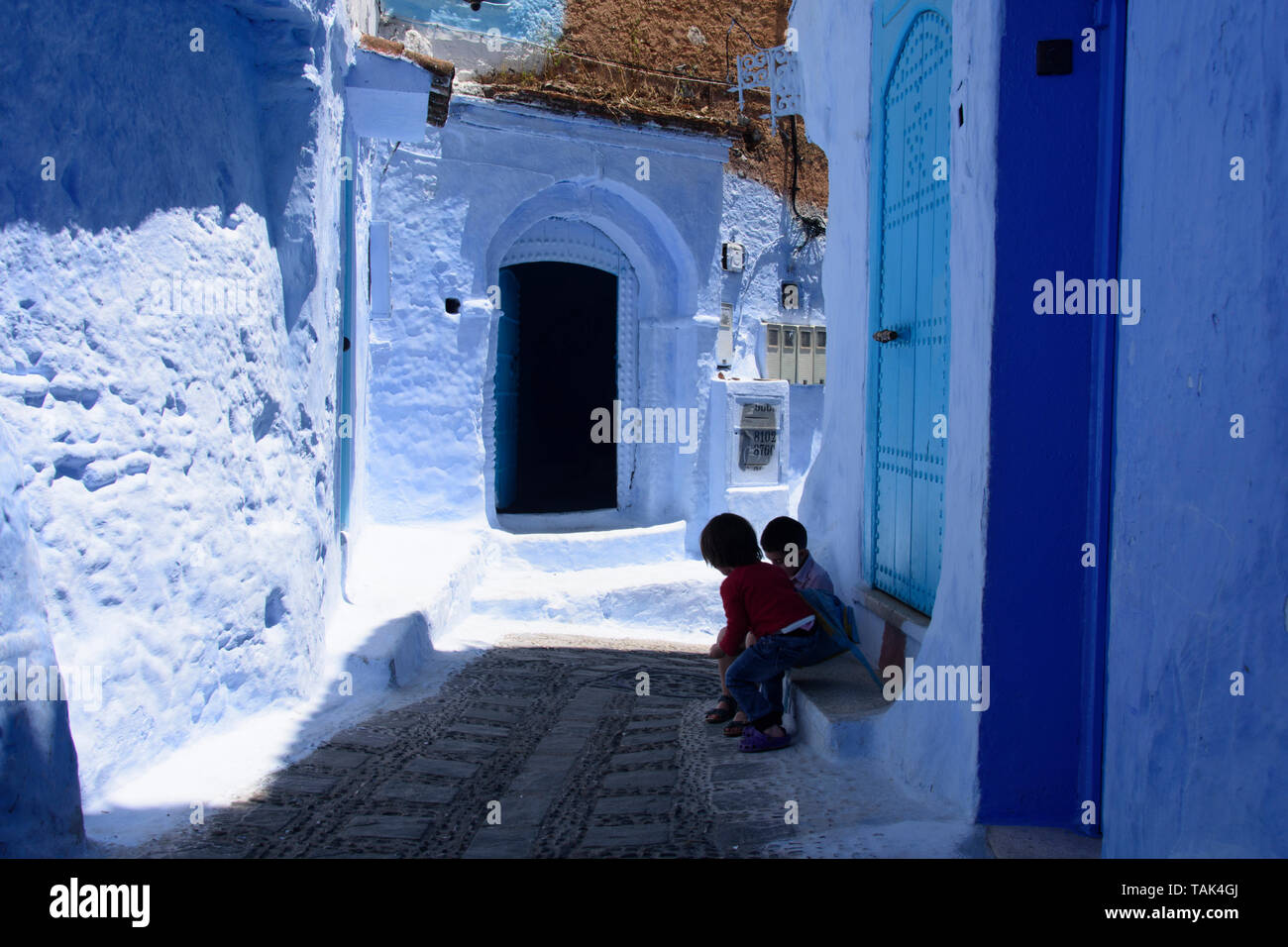 Chefchaouen, la ville bleue / the Blue Pearl au Maroc Banque D'Images