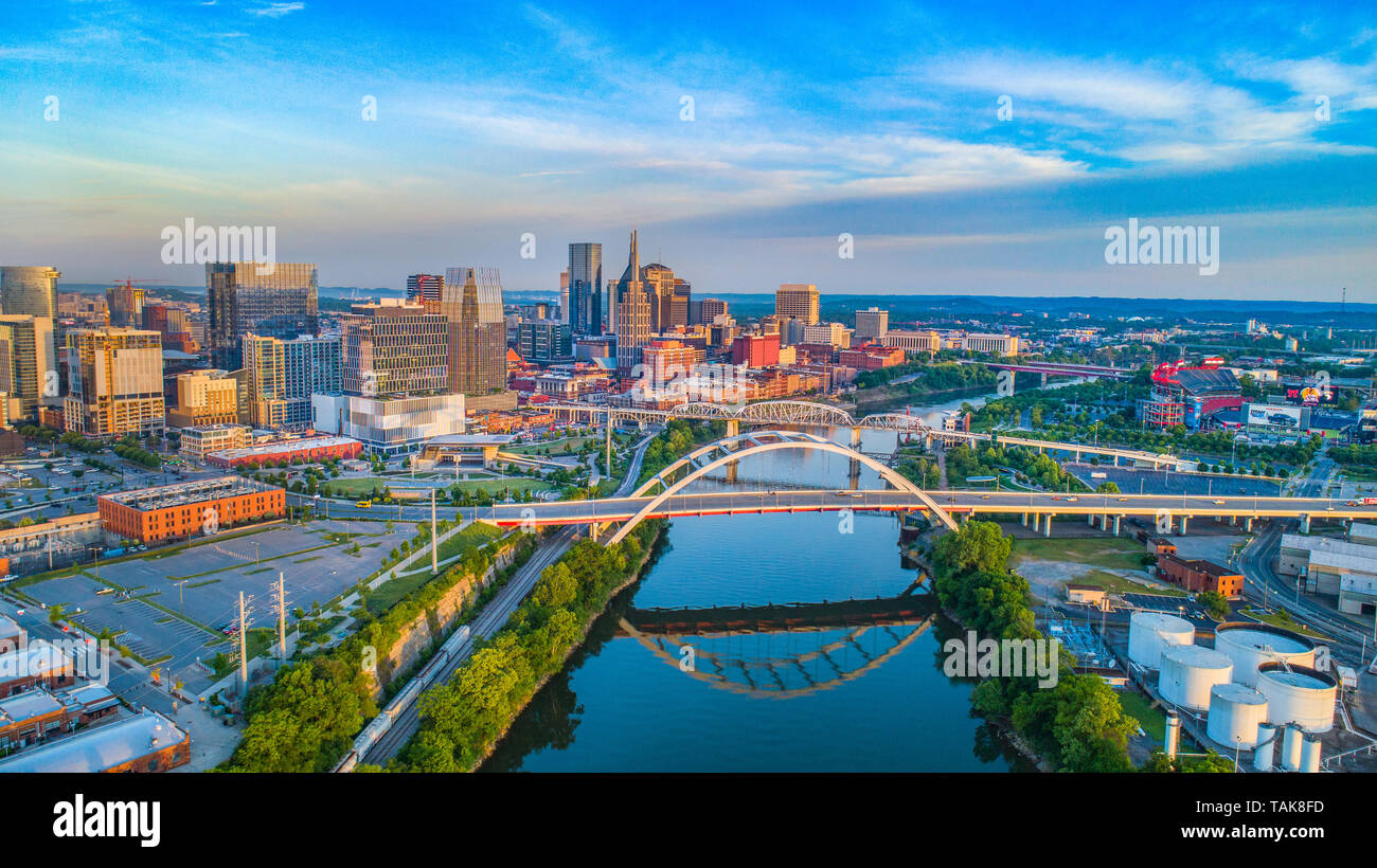 Nashville, Tennessee, USA Skyline Aerial. Banque D'Images