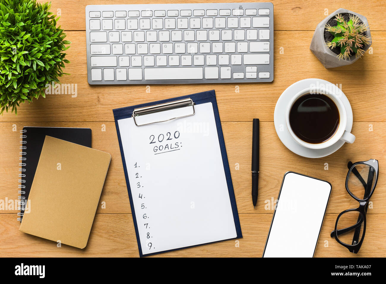 Objectifs futurs de planification pour l'année 2020 sur workplce Banque D'Images