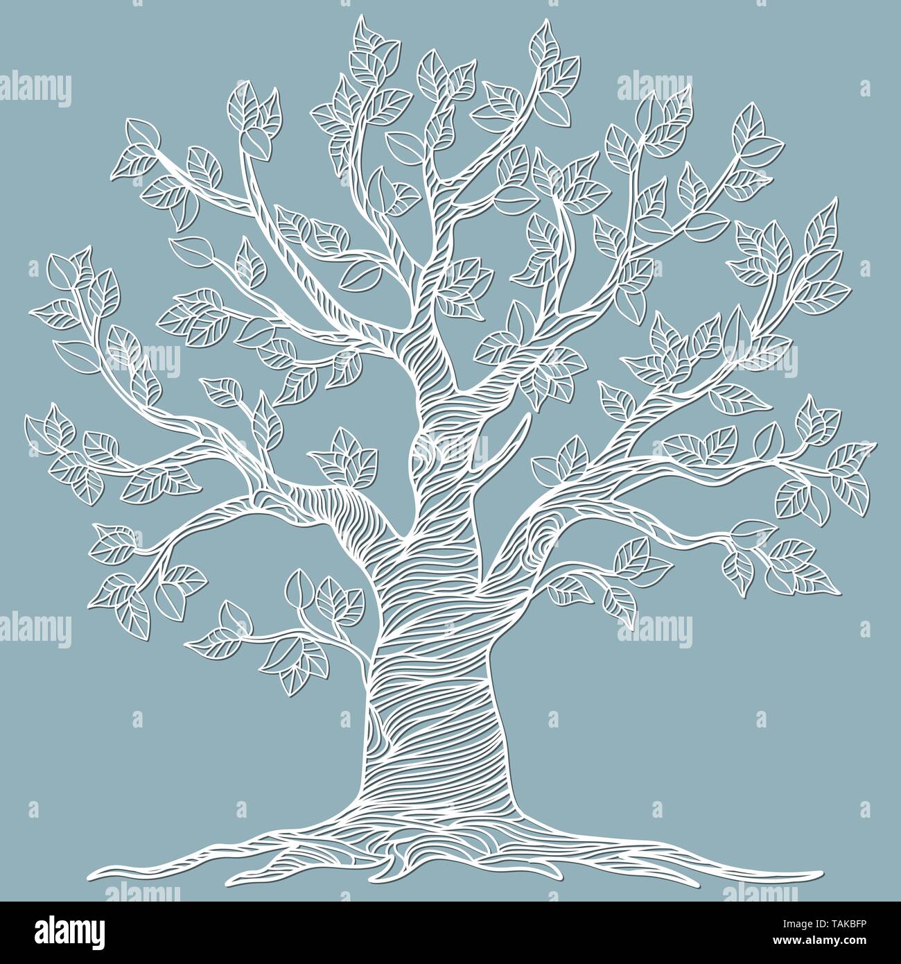 Coupée au laser. vector design. Gabarit de découpe laser arbre. papier découpage. plotter et sérigraphie sérigraphie. Illustration de Vecteur