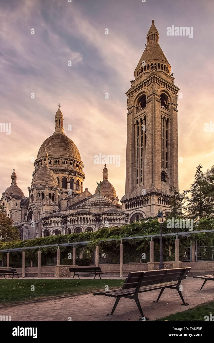 La basilique du Sacré-Cœur à Montmartre, Paris Banque D'Images