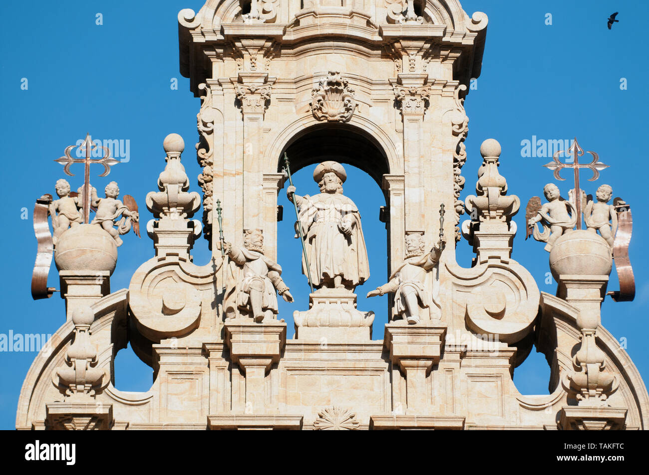 Chemin de Saint-Jacques de Compostelle, Cathédrale de Santiago, Praza do Obradoiro, Santiago de Compostela Espagne. Banque D'Images
