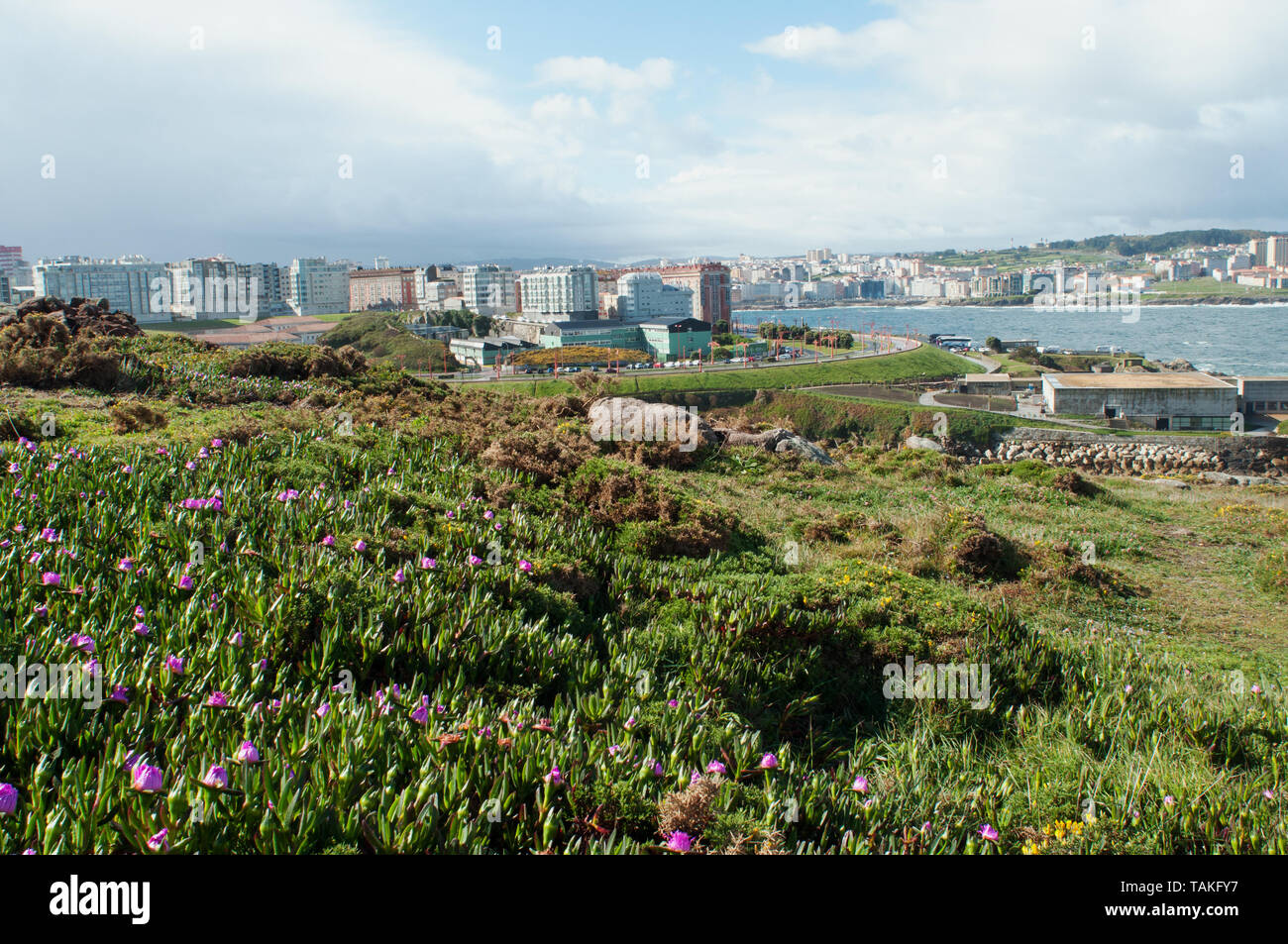 Vue panoramique A Coruna ville Galice Espagne. Banque D'Images