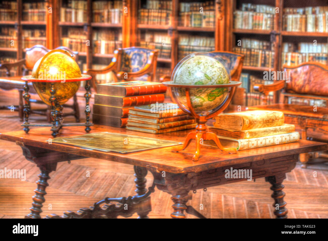 Bibliothèque de l'université historique de Salamanque, Castille, Leon, Espagne, Europe Banque D'Images