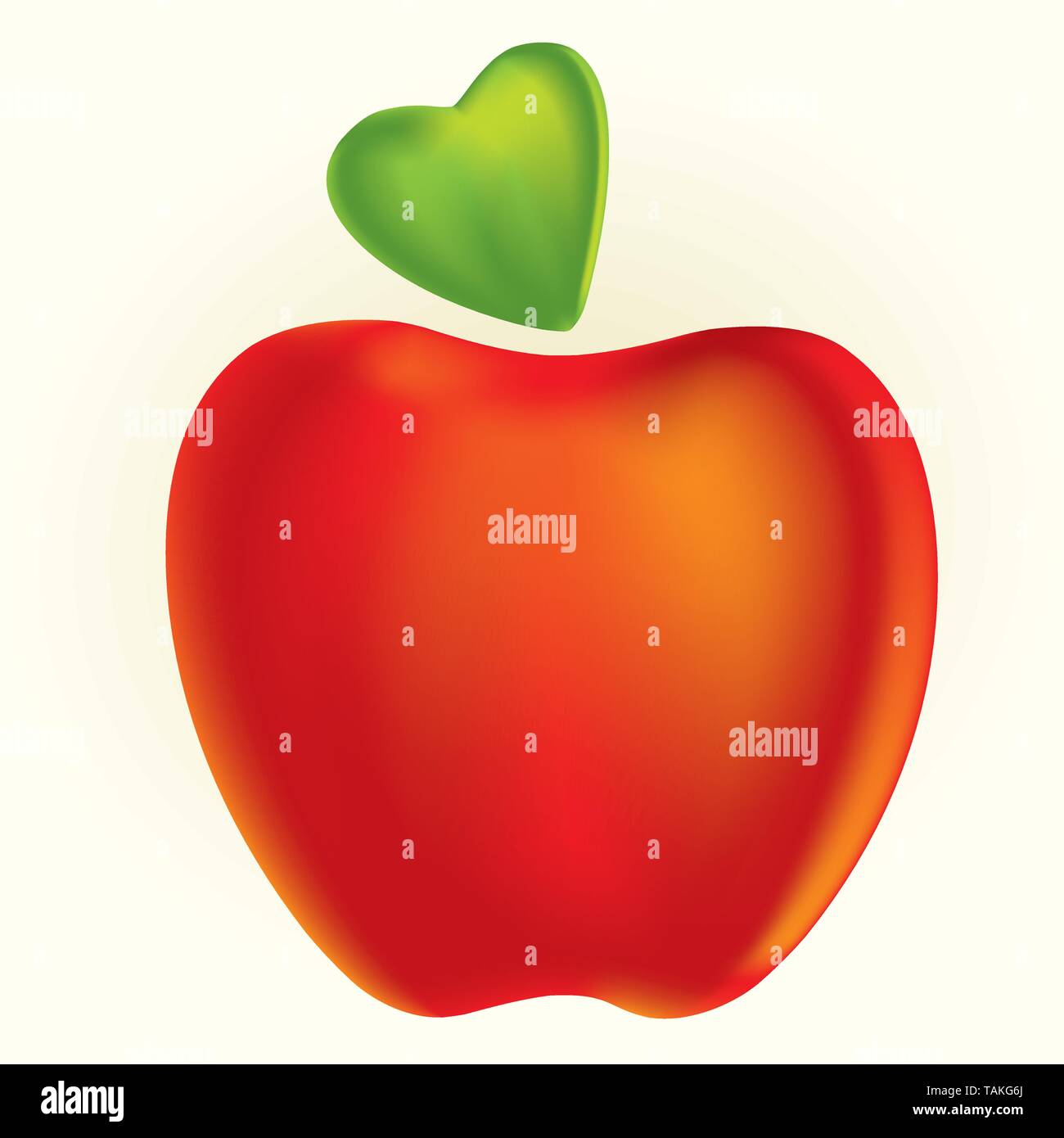Pomme Rouge avec un coeur feuille. Vector illustration modifiable Illustration de Vecteur