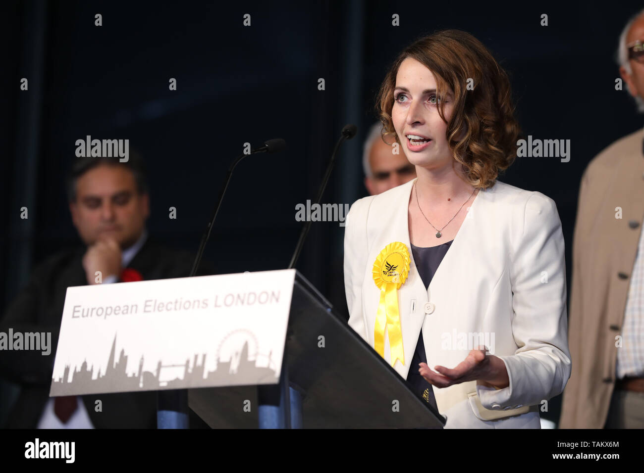 Luisa candidat Porritt à l'annonce des résultats pour la parlementaire européenne à l'Hôtel de ville de la région de London à Londres. Banque D'Images