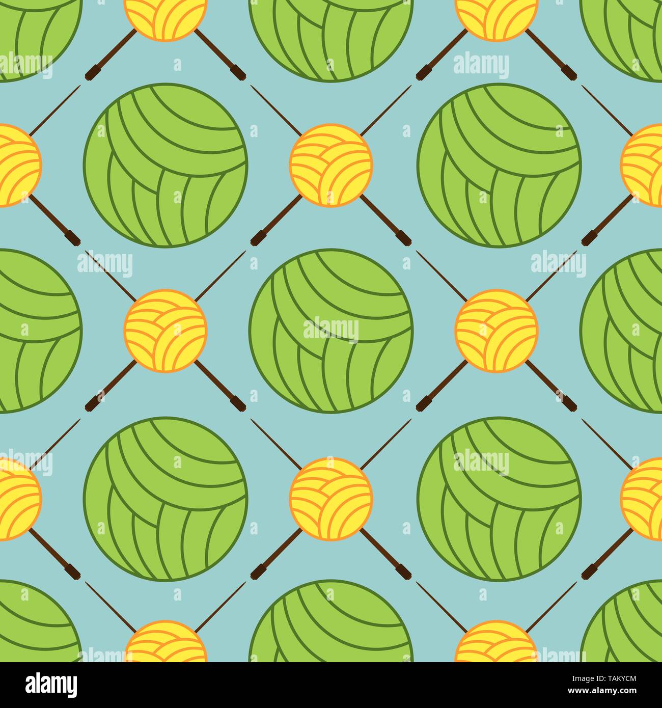 Boules transparentes de la laine et des aiguilles à tricoter aiguille seamless background vector illustration Illustration de Vecteur