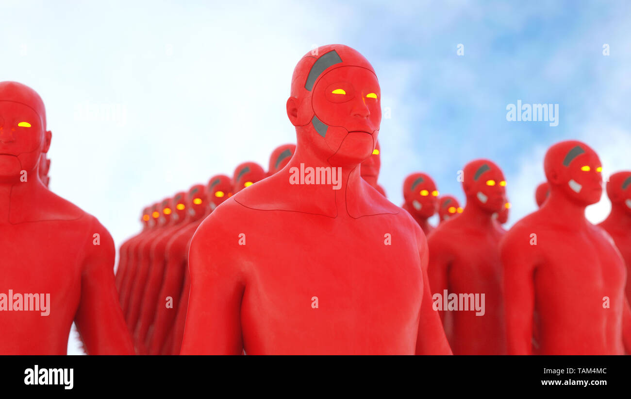 3D render. Silhouettes humanoïdes clonage Banque D'Images