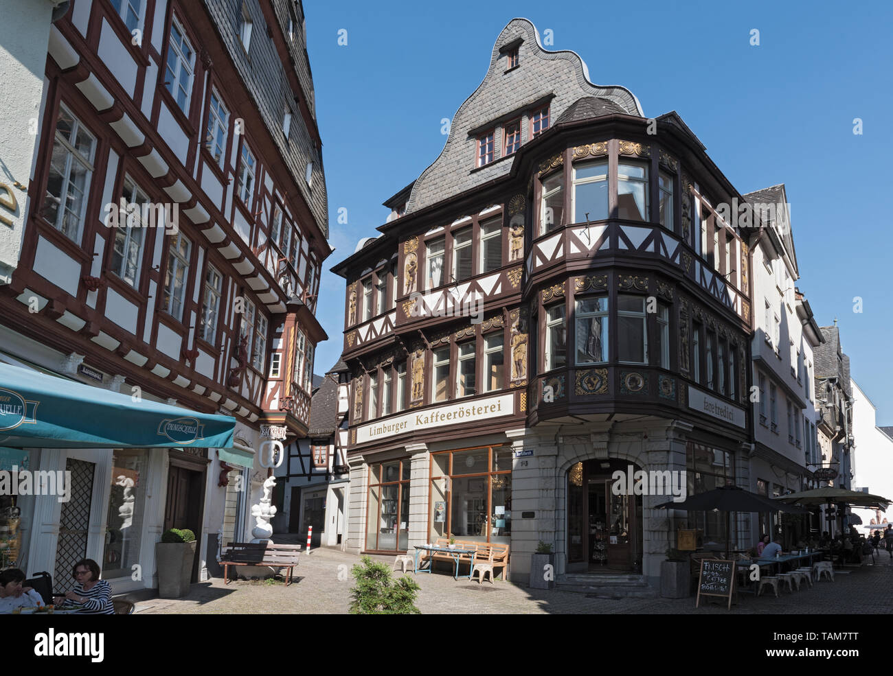 La jonction de façades de la vieille ville de limburg an der Lahn allemagne Banque D'Images