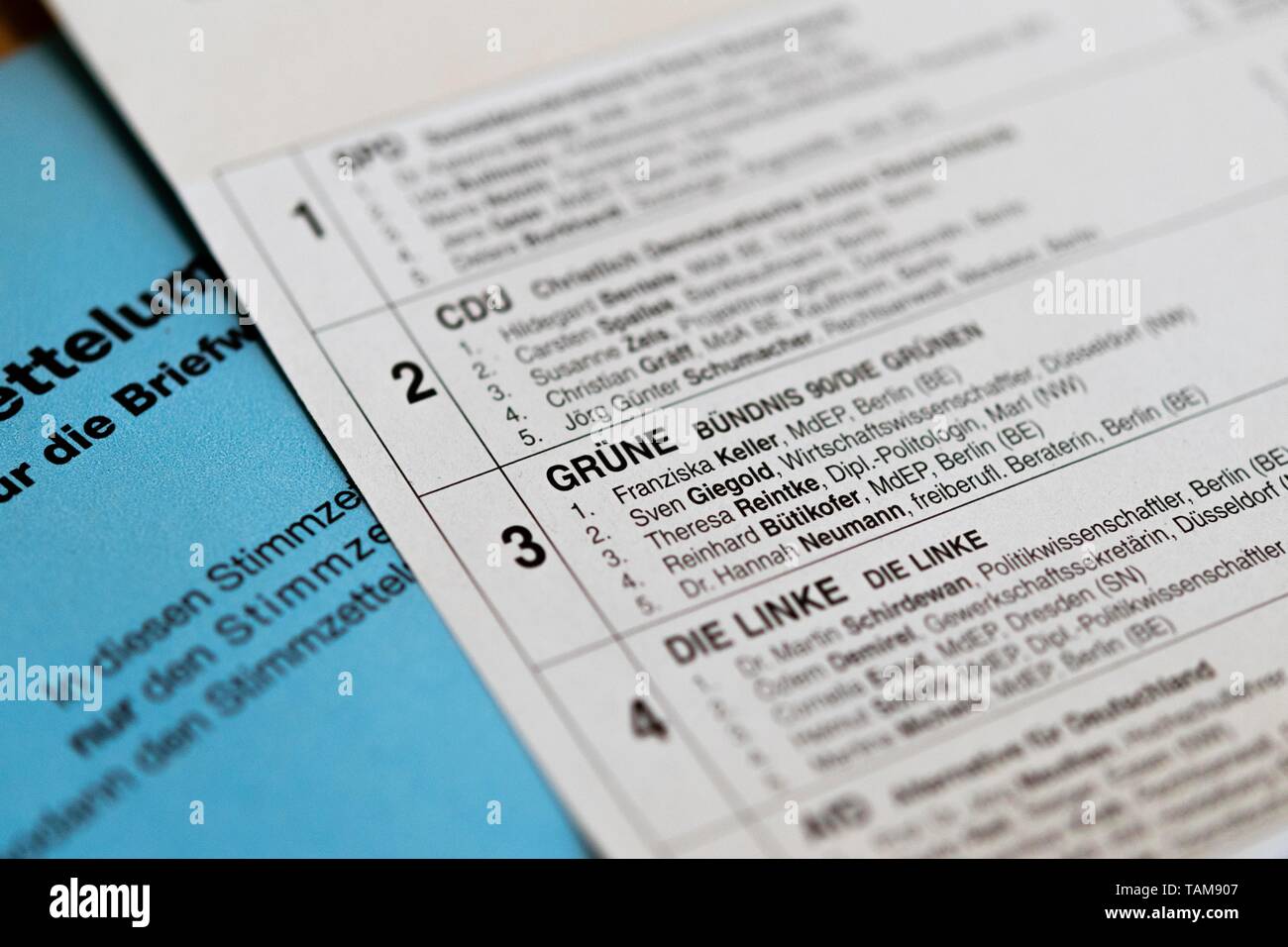 Les bulletins de vote, le vote postal, verts, Allemagne Banque D'Images