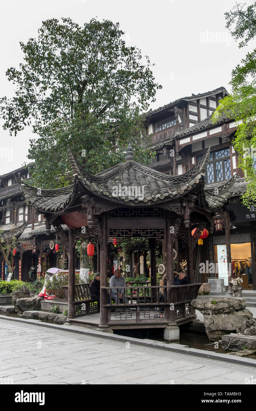 Chengdu, Kuan Zhai Xiang Zi ville historique. Le Sichuan, Chine Banque D'Images