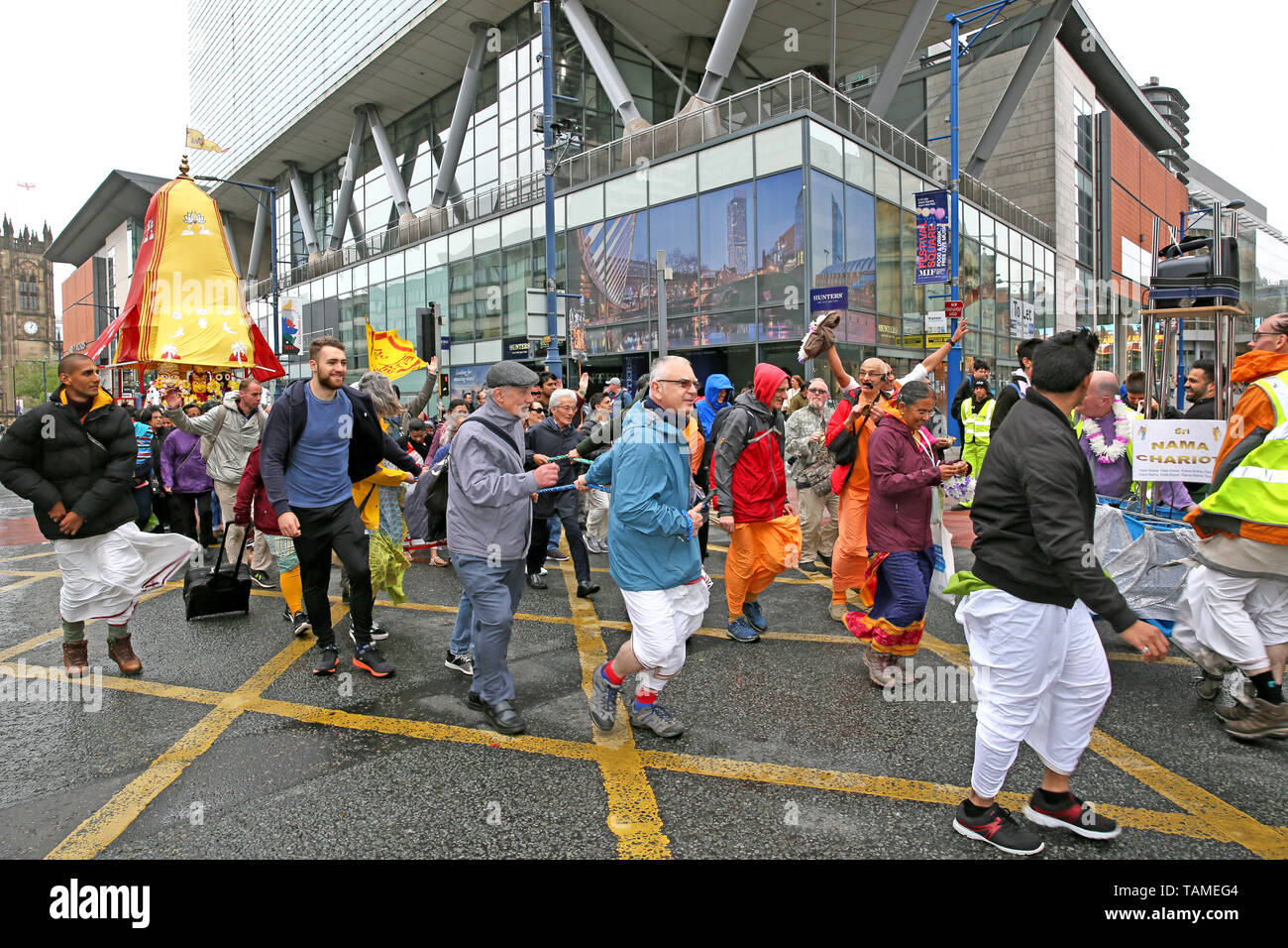 Manchester, UK, le 26 mai, 2019. Le festival indien char de Seigneur Jagenath a lieu dans la ville. Manchester. Crédit : Barbara Cook/Alamy Live News Banque D'Images