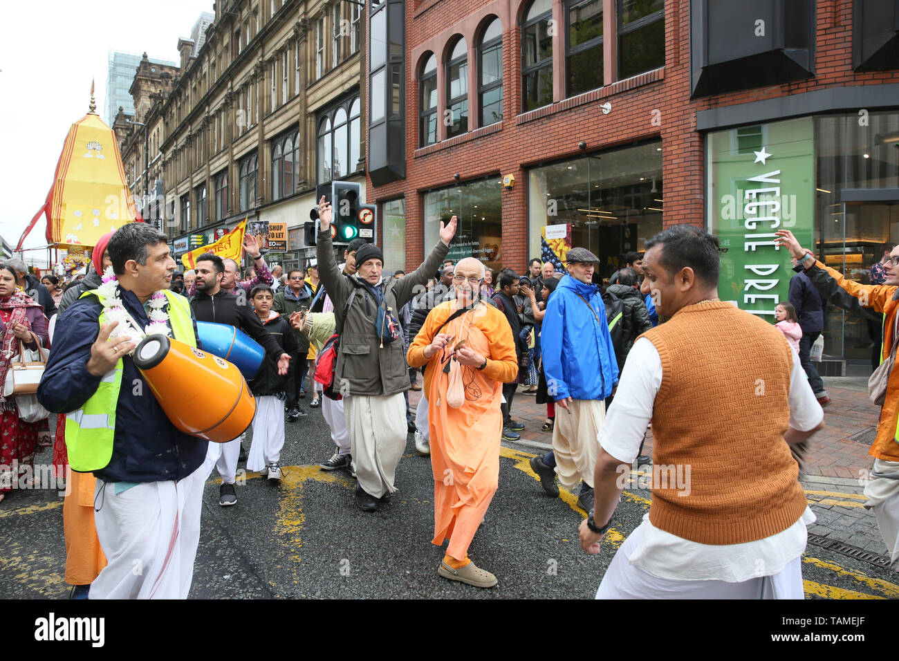 Manchester, UK, le 26 mai, 2019. Le festival indien char de Seigneur Jagenath a lieu dans la ville. Manchester. Crédit : Barbara Cook/Alamy Live News Banque D'Images
