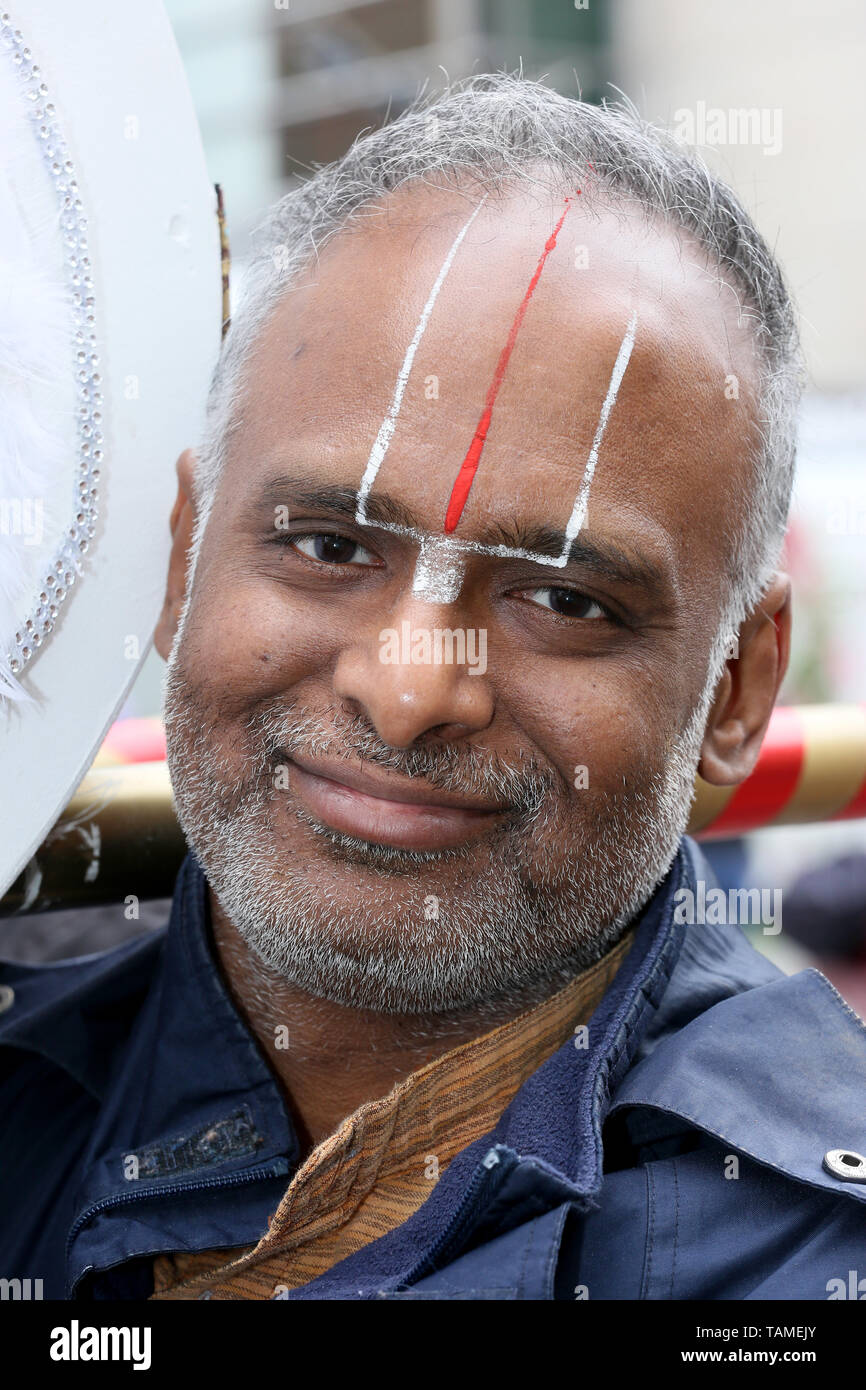 Manchester, UK, le 26 mai, 2019. Le festival indien char de Seigneur Jagenath a lieu dans la ville. Manchester. Crédit : Barbara Cook/Alamy Live News Banque D'Images