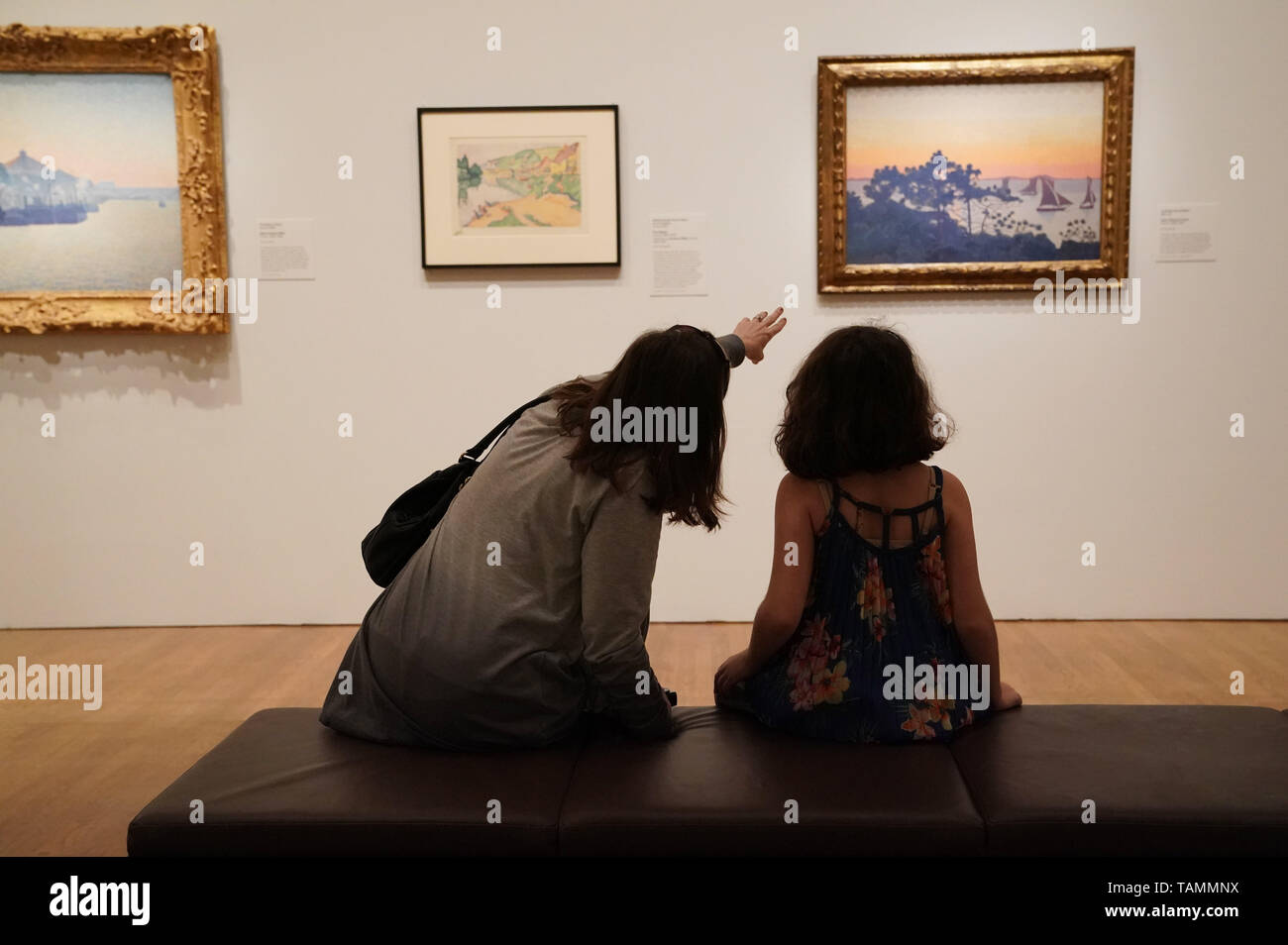 Washington, USA. 25 mai, 2019. Personnes visitent l'exposition "l'oeil impressionniste" au Philadelphia Museum of Art de Philadelphie, Pennsylvanie, États-Unis, le 25 mai 2019. Cette exposition réunit plus de 80 œuvres dans une variété de médias- Peinture, sculpture, estampes, dessins, pastels et- afin d'allumer les réalisations de certains des artistes les plus appréciés de l'histoire dont Claude Monet, Mary Cassatt, Vincent van Gogh. L'exposition durera jusqu'au 18 août. Credit : Liu Jie/Xinhua/Alamy Live News Banque D'Images