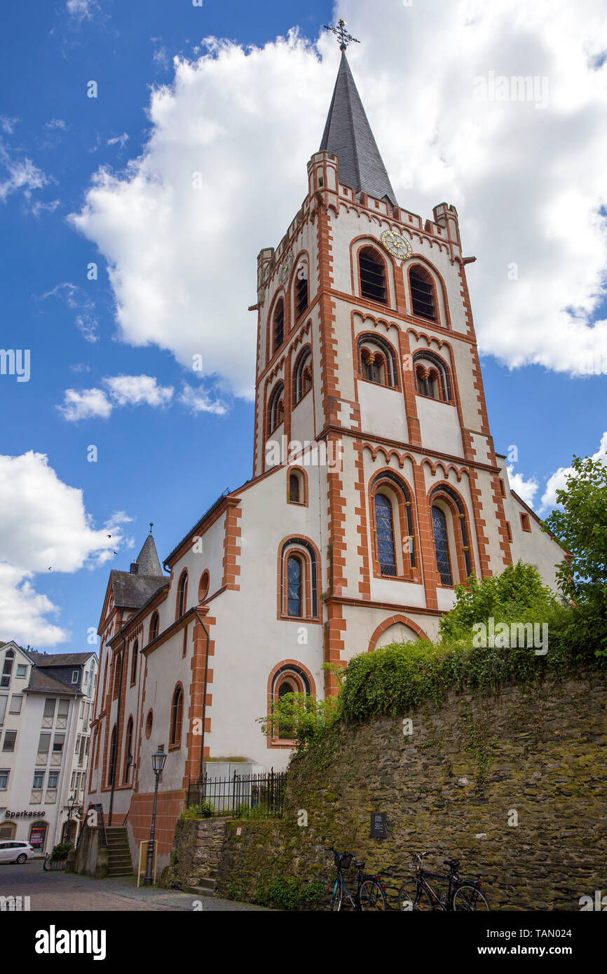 Eglise Saint Pierre à Bacharach, site du patrimoine mondial de l'UNESCO, Vallée du Haut-Rhin moyen, Rhénanie-Palatinat, Allemagne Banque D'Images