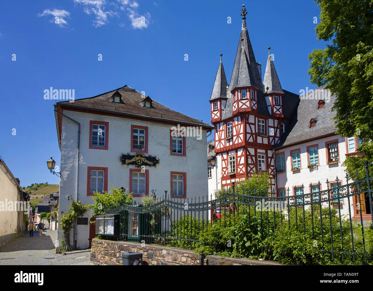 L'Bromser Manor, musée des instruments de musique avec le mécanicien, Ruedesheim, site du patrimoine mondial de l'UNESCO, Vallée du Haut-Rhin moyen, Rheingau, Hesse, Allemagne Banque D'Images