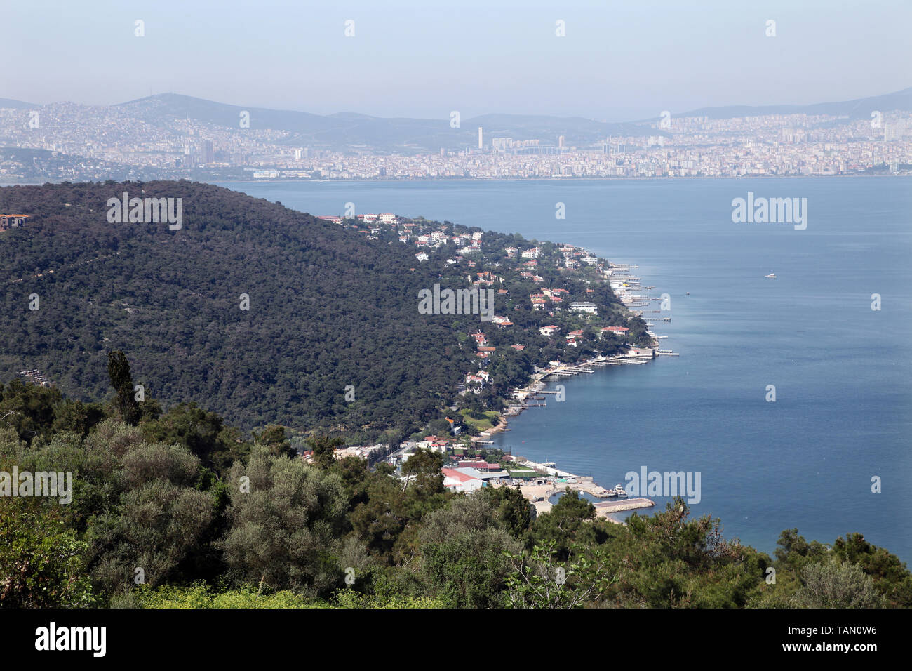 L'île Prince côte à Büyükada Mer de Marmara, Istanbul, Turquie. Buyukada est la plus grande île d'Istanbul. Banque D'Images