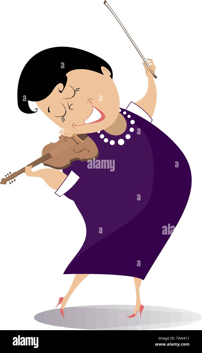 Illustration femme violoniste. Femme violoniste joue la musique avec inspiration isolated on white Illustration de Vecteur