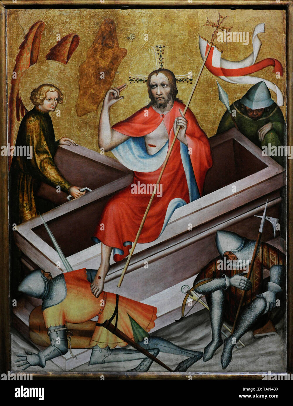 Maître du retable de Graudenz (fin du 14e siècle-début 15e siècle). Polyptyque de Graudenz. Détail de la résurrection du Christ. Occidentale, ca.1390. De la chapelle du château des chevaliers teutoniques à Graudenz (Pologne). Musée national. Varsovie. La Pologne. Banque D'Images