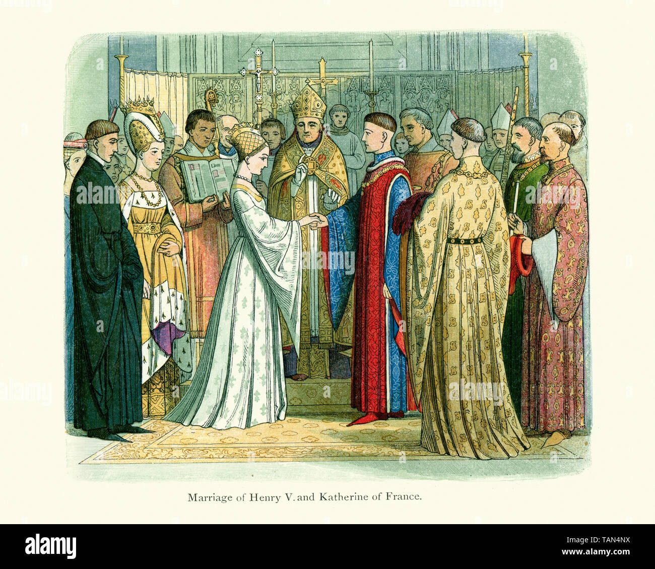 Le mariage royal du Roi Henri V d'Angleterre et la Princesse Katherine de la France sur le 2 juin 1420 Banque D'Images