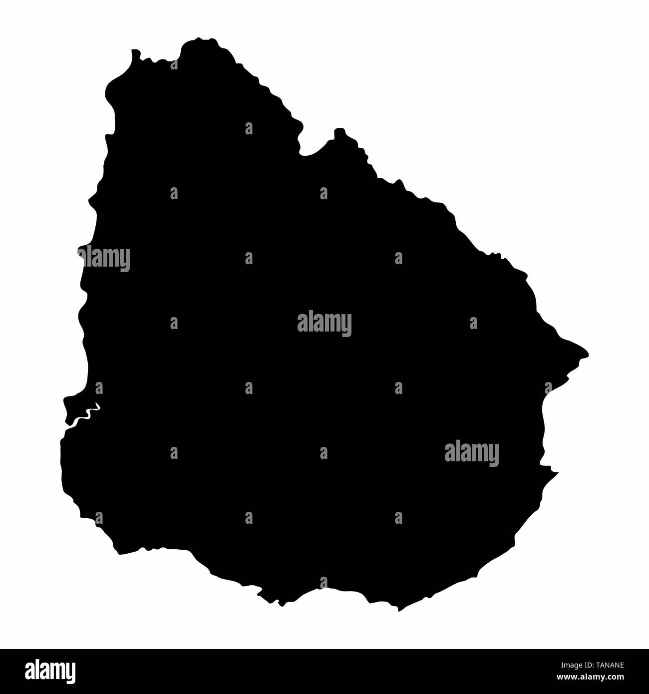 L'Uruguay site silhouette sombre isolé sur fond blanc Illustration de Vecteur