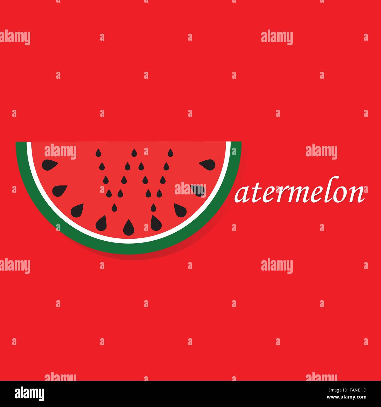 Watermelon slice avec lettre w faites de graines sur fond rouge Illustration de Vecteur