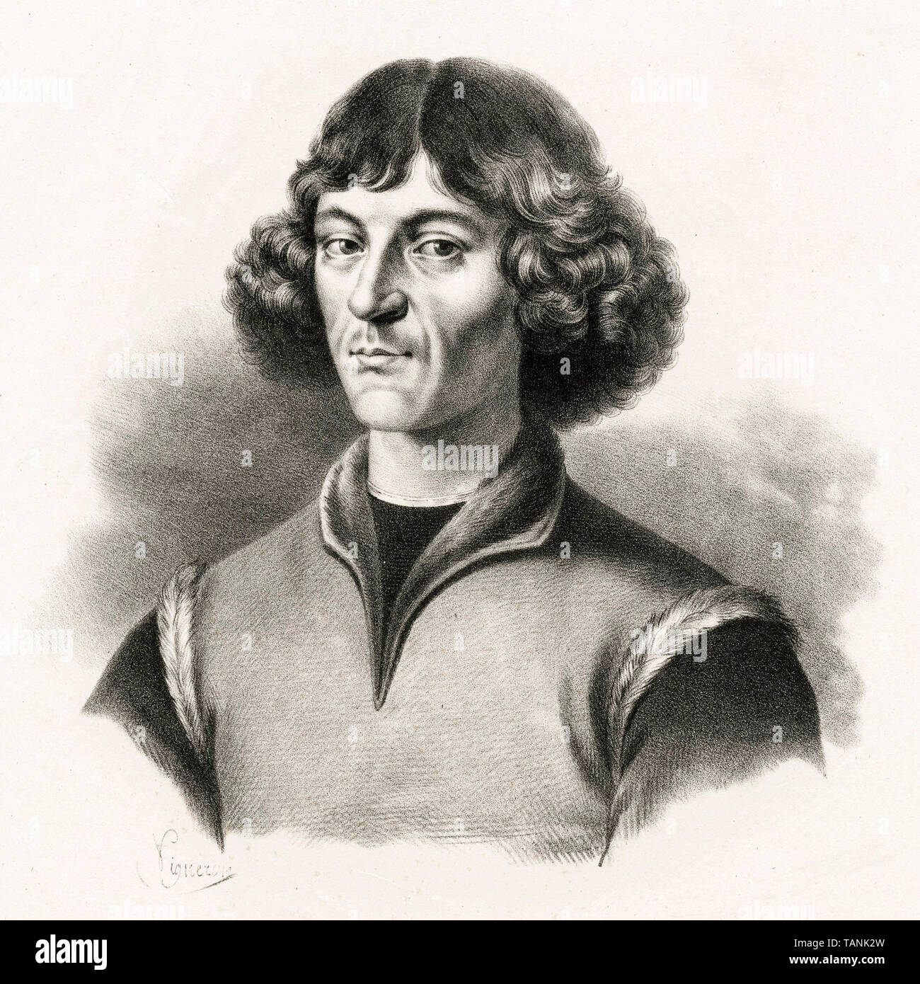 Portrait de Nicolas Copernic, gravure, 1800-1839 Banque D'Images