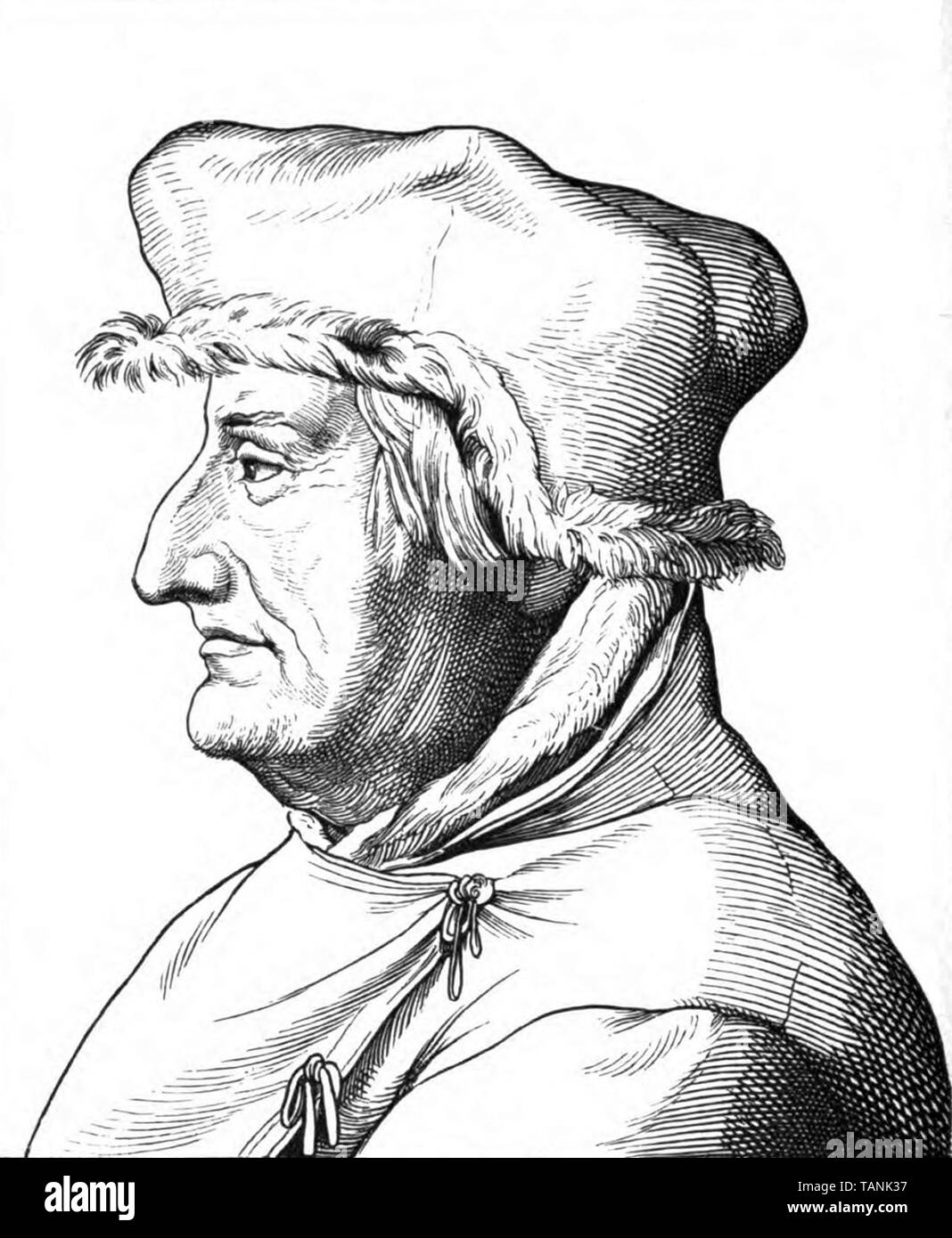 Nicolas Copernic, profil, gravure portrait, 1854 Banque D'Images