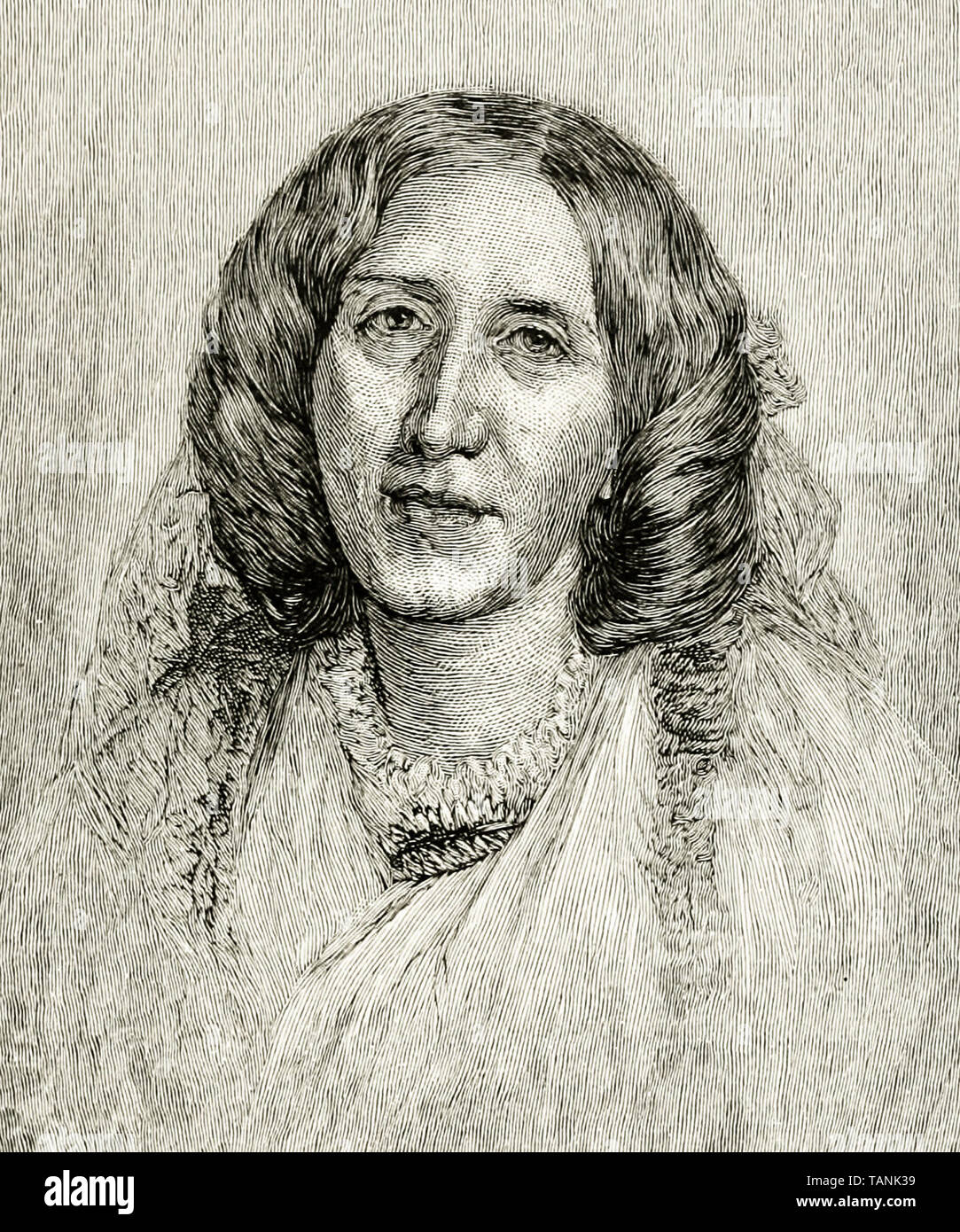 George Eliot, gravure portrait, 1895 Banque D'Images