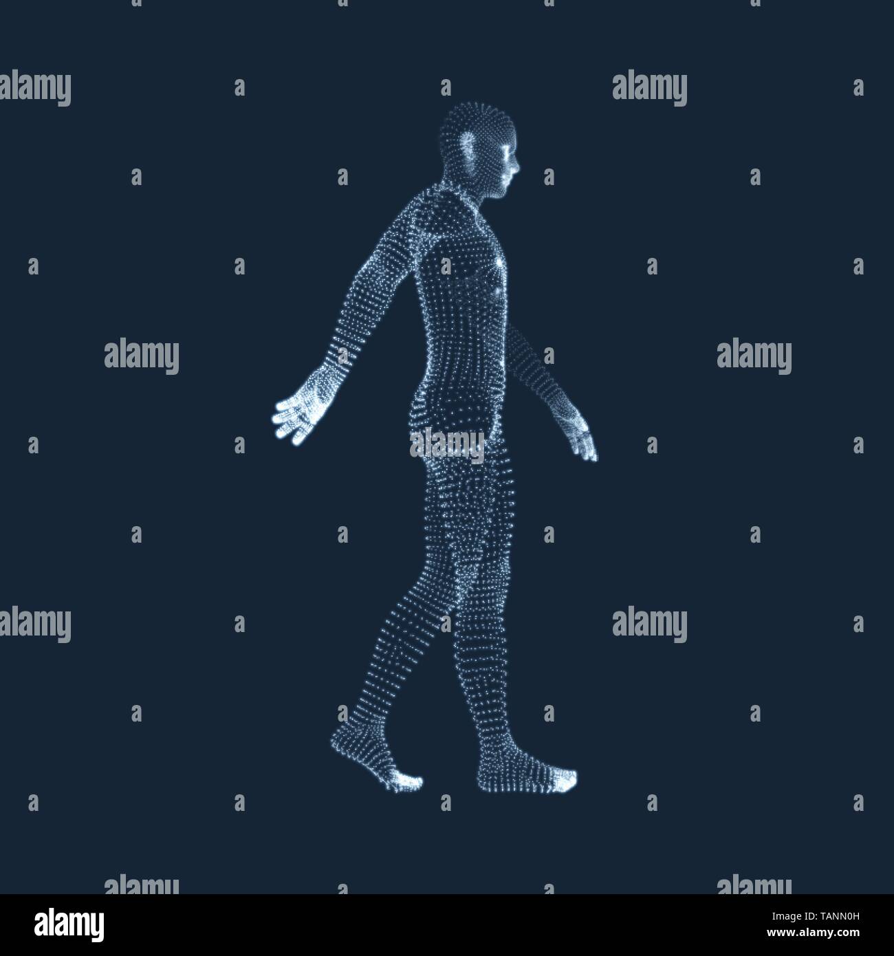 Walking Man. Corps humain 3D Modèle. Conception géométrique. Vector Illustration. Illustration de Vecteur