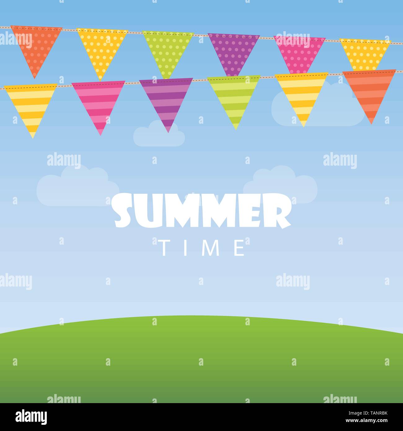 Arrière-plan de l'heure d'été avec drapeaux de parti dans le ciel EPS10 vector illustration Illustration de Vecteur