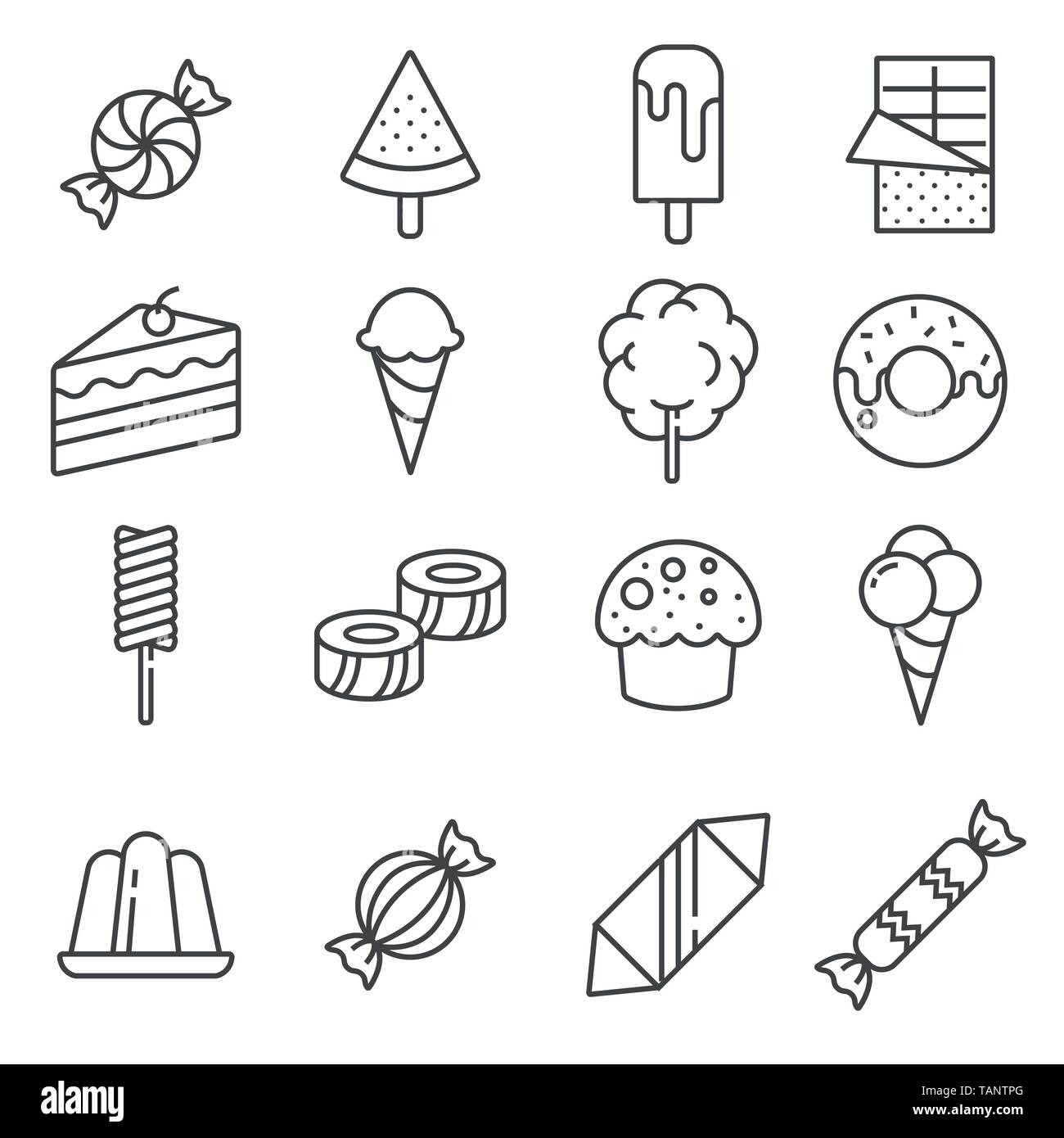 Bonbons gris vector icon set sur l'arrière-plan Illustration de Vecteur