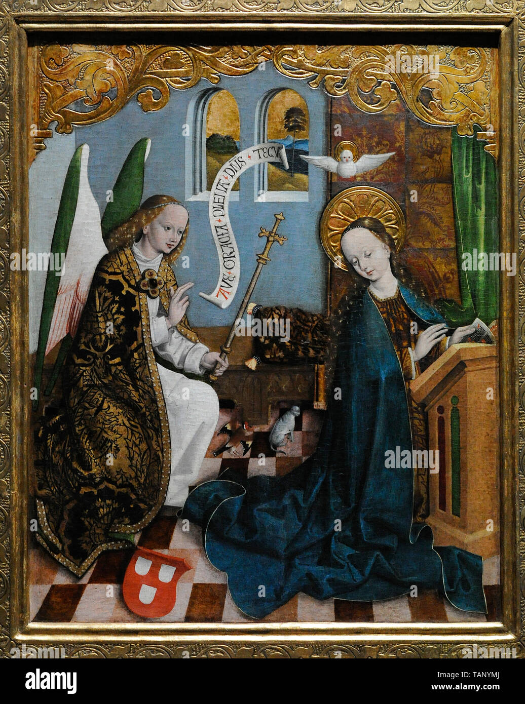 De l'Annonciation. Épitaphe d'un peintre. Wroclaw (Breslau), ca. 1500. Panneau en bois de pin. De l'église de Saint Bernardin de Sienne dans la région de Wroclaw. Musée national. Varsovie. La Pologne. Banque D'Images