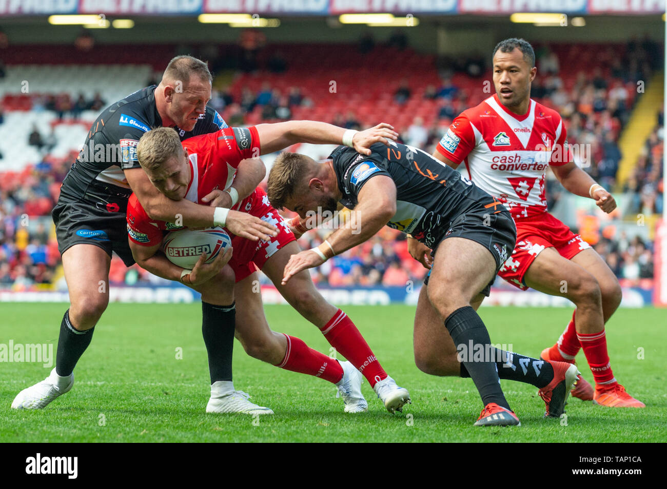 26 MAI 2019 , le stade d'Anfield, Liverpool, Angleterre ; Dacia Magic Week-end, Betfred Super League Round 16, St Helens vs Castleford Tigers ; Matty lie-de St Helens Crédit : Richard Long/News Images Banque D'Images