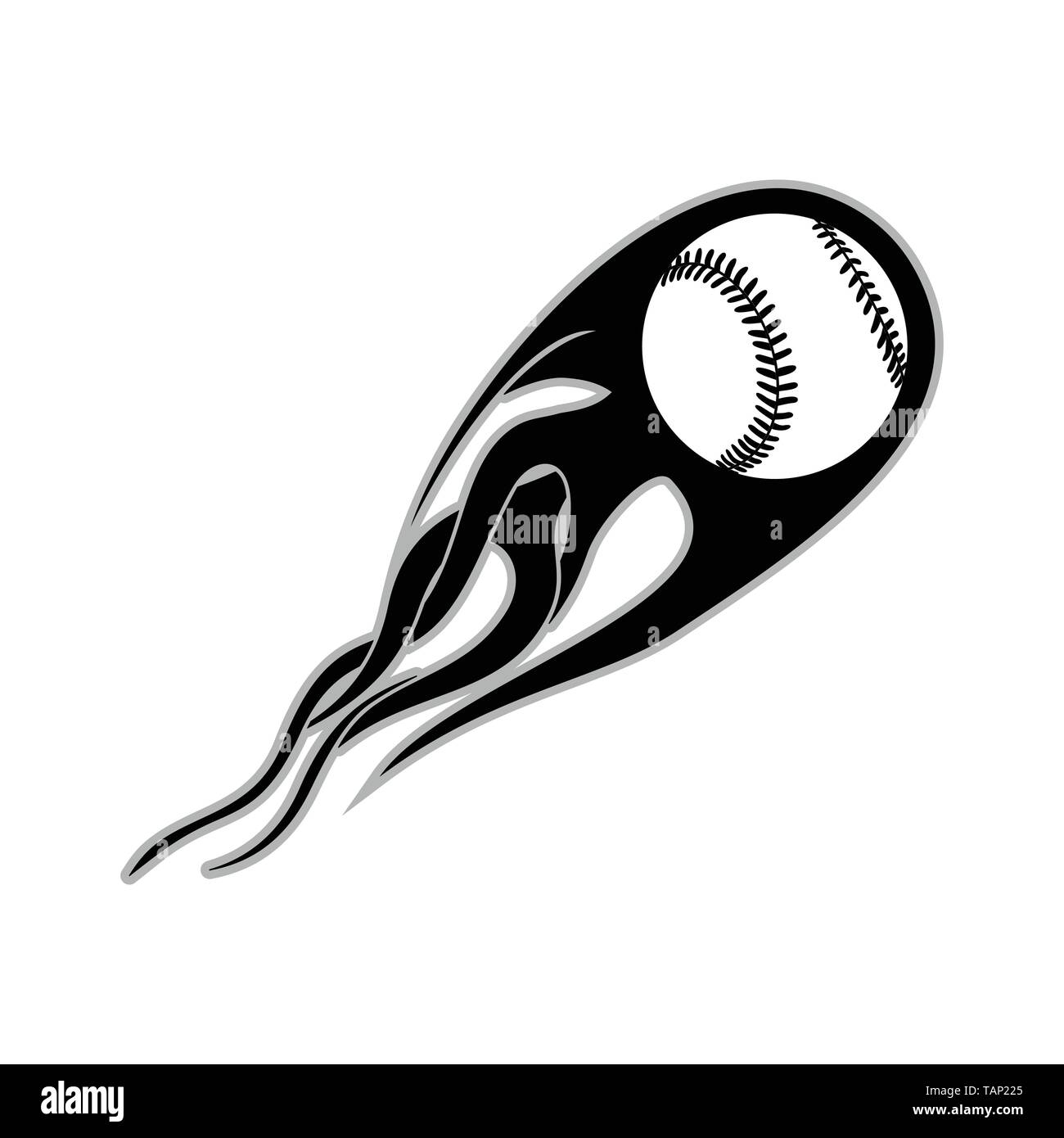 Symbole vecteur fusée Baseball Flaming Logo Graphique Modèle de conception Illustration de Vecteur