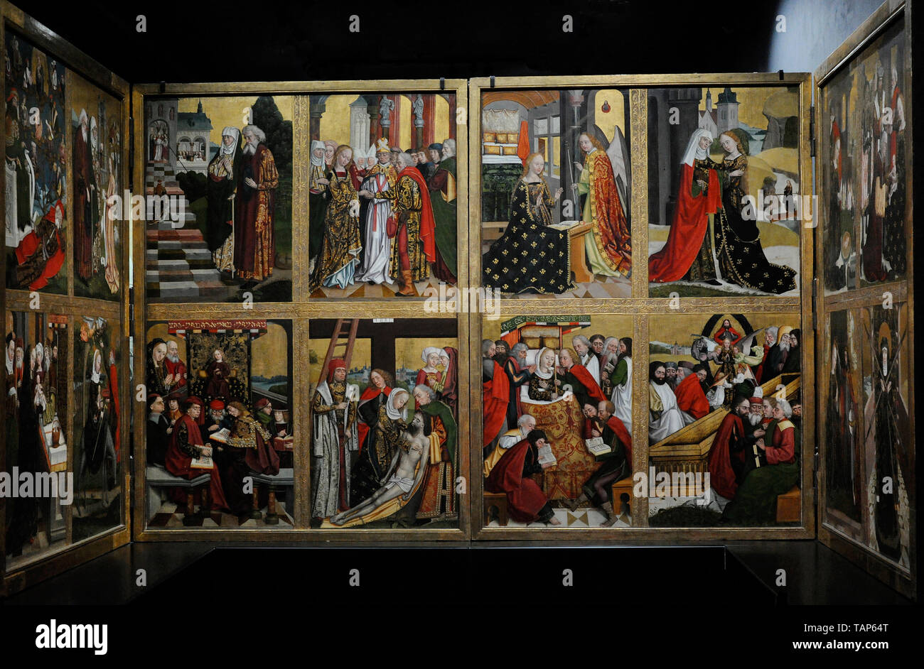 Absolon Stumme (actif à Hambourg (1486-1499). Scènes de la vie de la Vierge et l'enfance de Jésus. Ailes du retable de la cathédrale de Hambourg, 1499. Du gothique tardif. Musée national. Varsovie. La Pologne. Banque D'Images