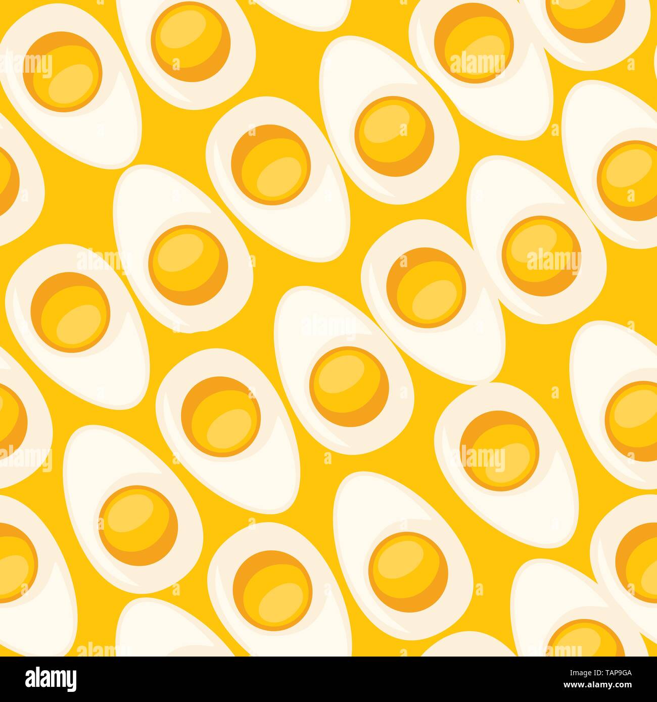 Couper la moitié des tranches d'œuf œuf dur avec motif transparent télévision vector illustration sur fond jaune. Illustration de Vecteur