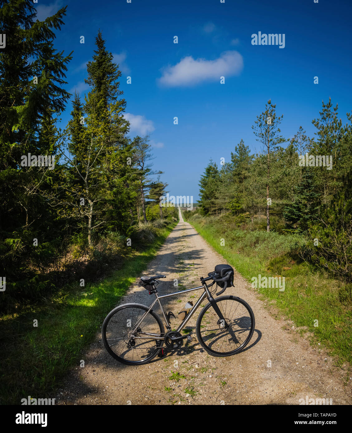 Circonscription de gravier sur la route vélo danois. Banque D'Images