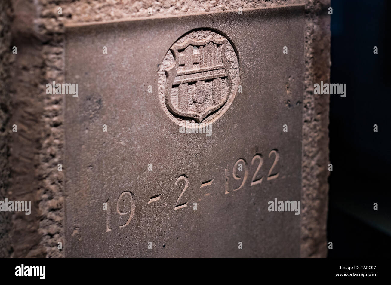 Barcelone, Espagne - 12 janvier 2018 : Le musée de trophées des coupelles et des bourses de l'équipe de FC Barcelone dans le Camp Nou. Banque D'Images