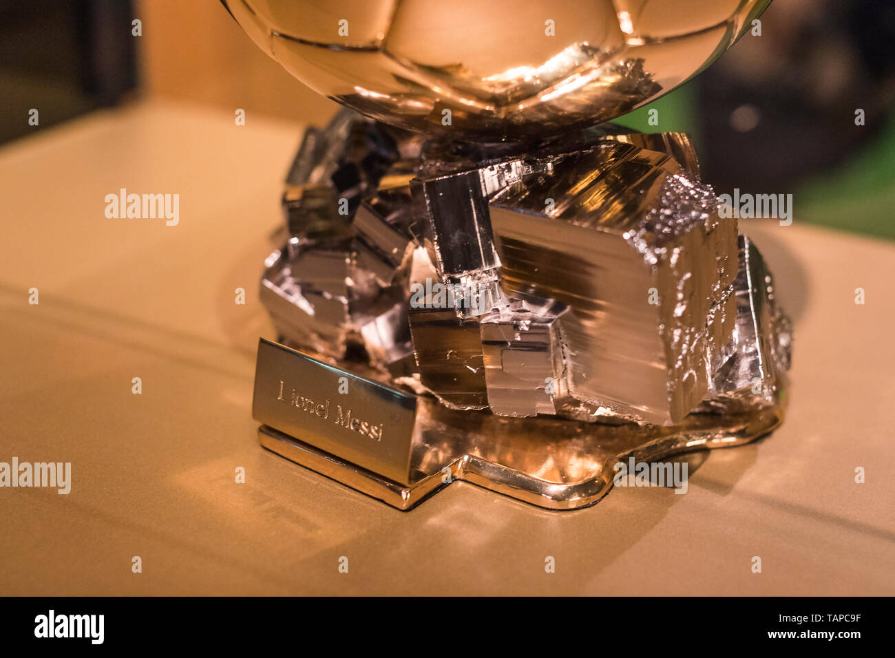 Barcelone, Espagne - 12 janvier 2018 : Le musée de trophées des coupelles et des bourses de l'équipe de FC Barcelone dans le Camp Nou. Banque D'Images