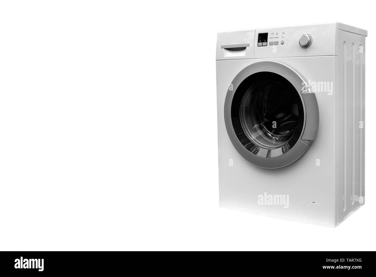 Lave-linge isolé sur fond blanc. Lave-linge isolated over white. Banque D'Images