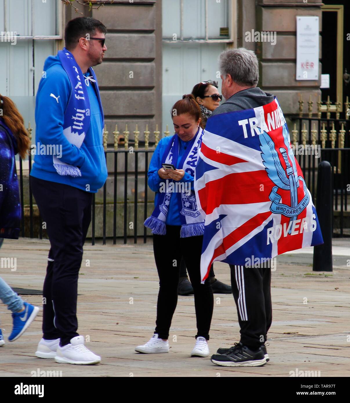 Wirral,UK 27 mai 2019 Tranmere Rovers retour aux célébrations à Birkenhead mairie pour célébrer la promotion des équipes de ligue 1 Ian crédit Fairbrother/Alamy Stock Photos Banque D'Images