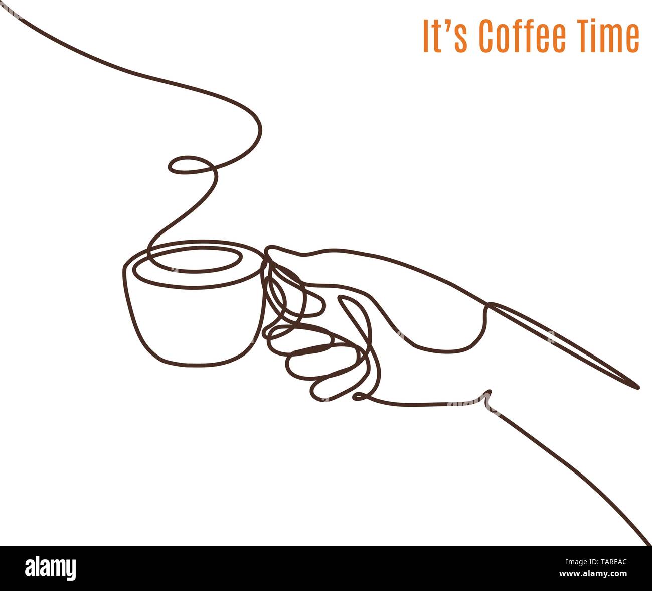 Continuous Line Drawing Cup Coffee Banque D Images Vectorielles Alamy