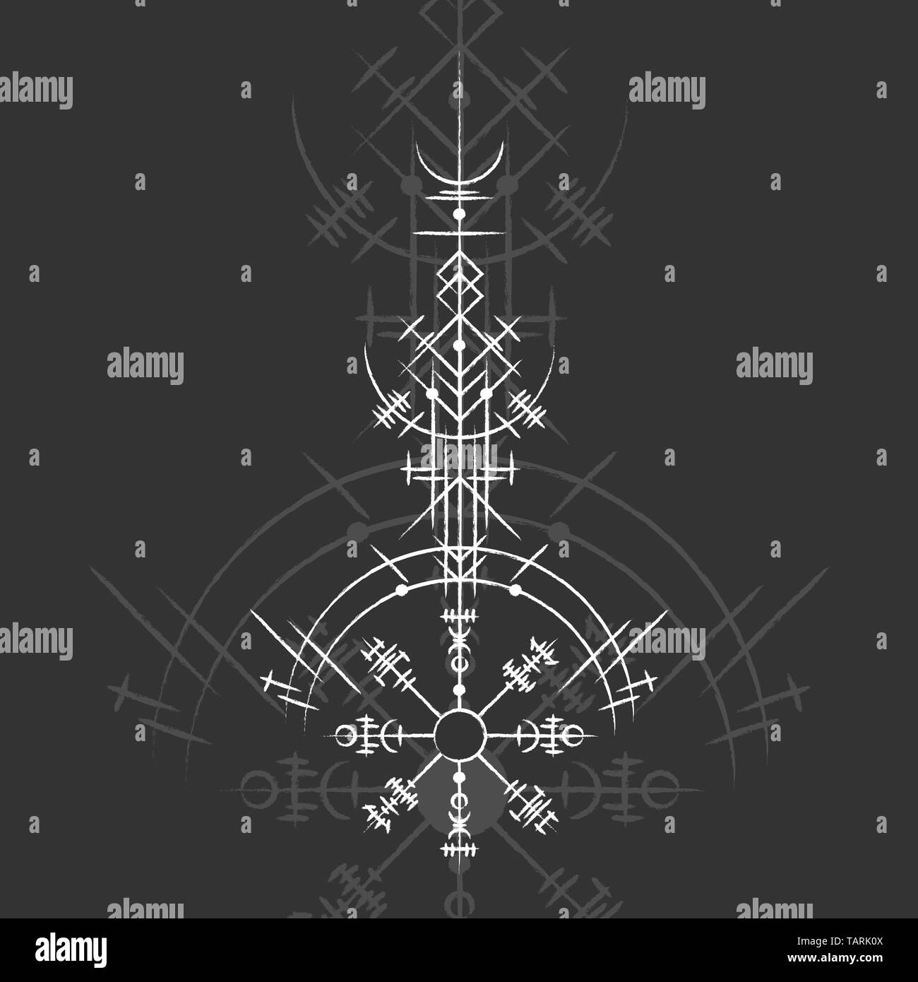 Fond noir avec blanc grunge symbole magique Illustration de Vecteur