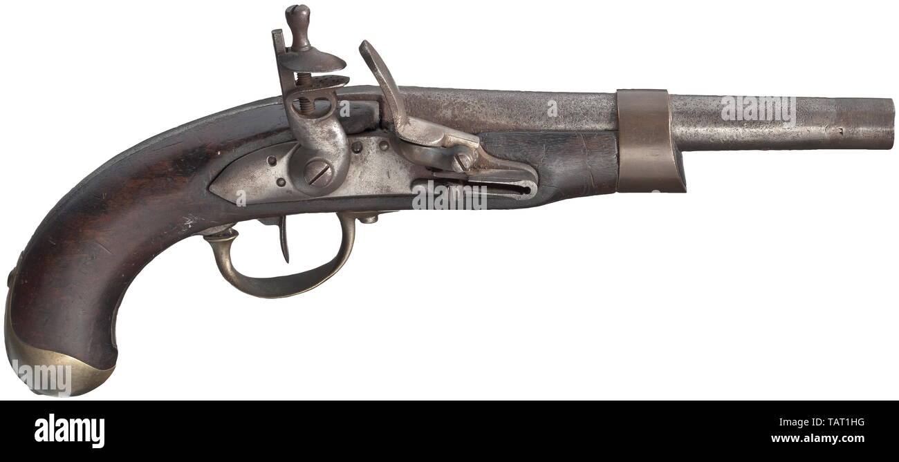 Les petites armes, pistolets, pistolet à silex de cavalerie, calibre 17,5 mm, France, 1813, Editorial-Use-seulement Banque D'Images